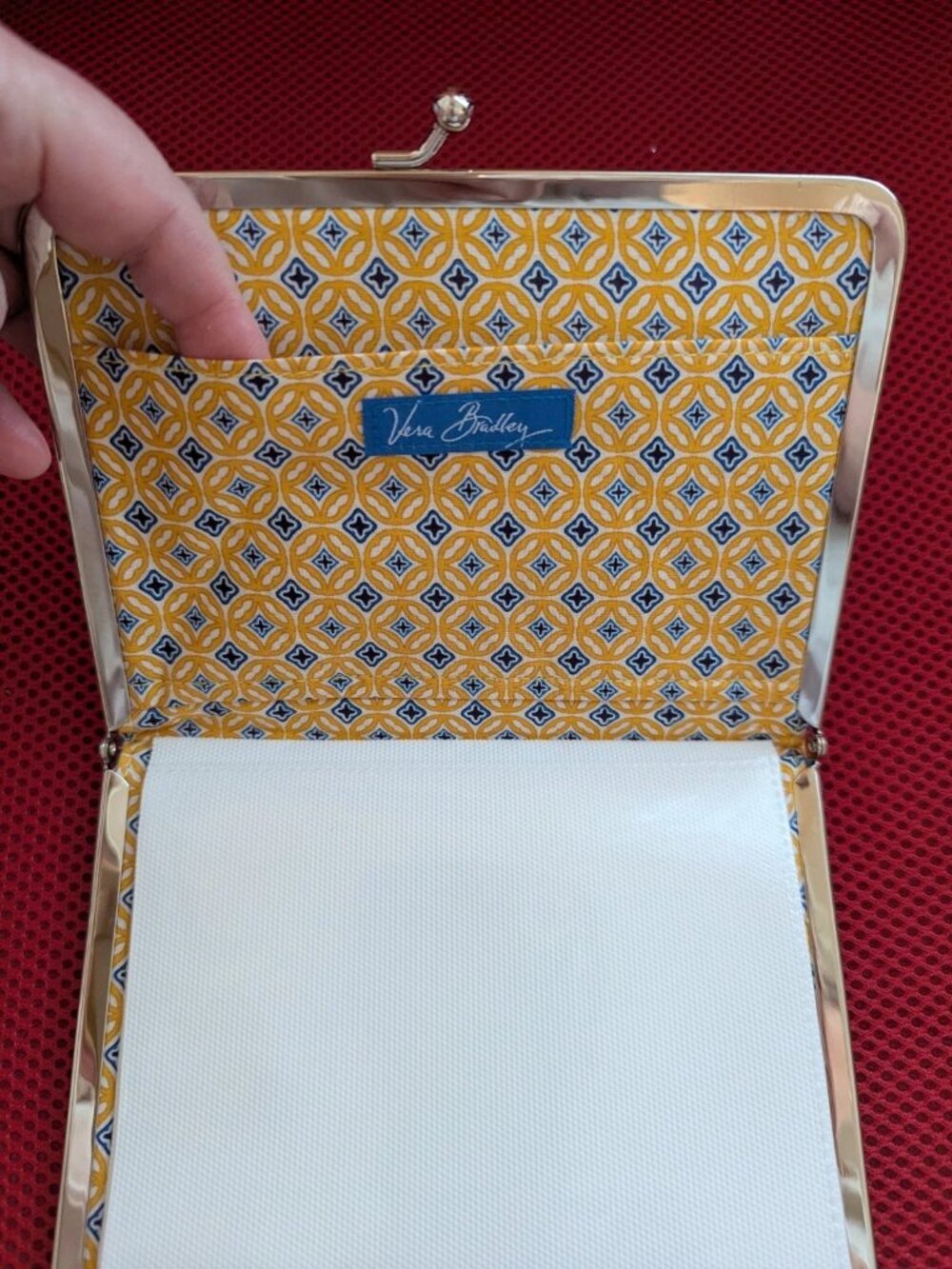 Vera Bradley Riviera Blue Kisslock Frame Photo Album Holder New Blue Yellow - Picture 4 of 6